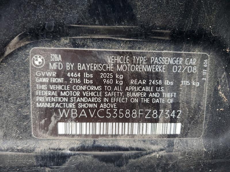 Продажа на аукционе авто 2008 Bmw 328, vin: WBAVC53588FZ87342, номер лота: 55710916