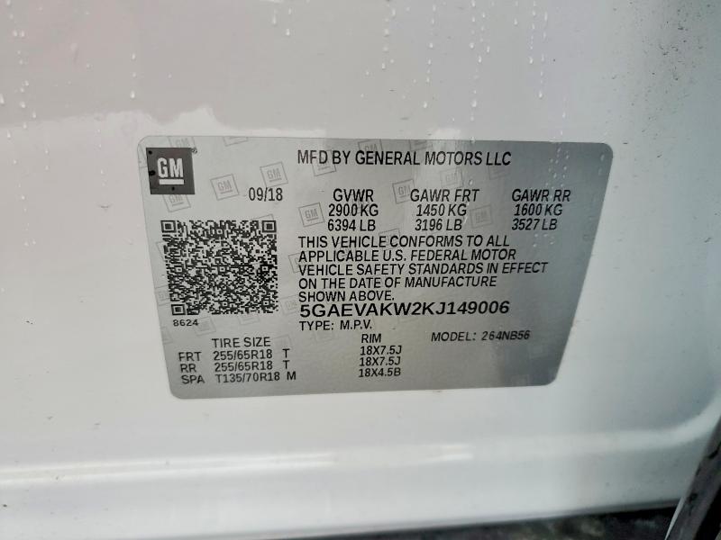 Aukcja sprzedaży 2019 Buick Enclave, vin: 5GAEVAKW2KJ149006, numer aukcji: 54801666