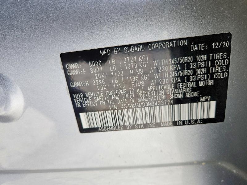 Aukcja sprzedaży 2021 Subaru Ascent, vin: 4S4WMAMD0M3433724, numer aukcji: 52702706