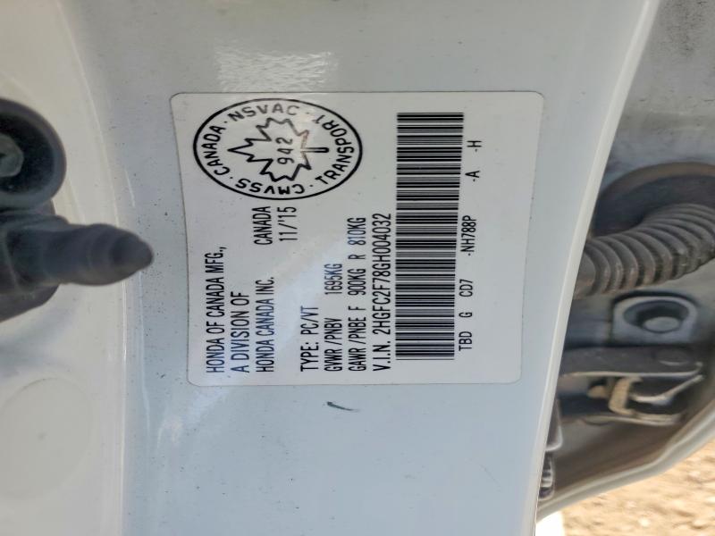 Aukcja sprzedaży 2016 Honda Civic, vin: 2HGFC2F78GH004032, numer aukcji: 54532566
