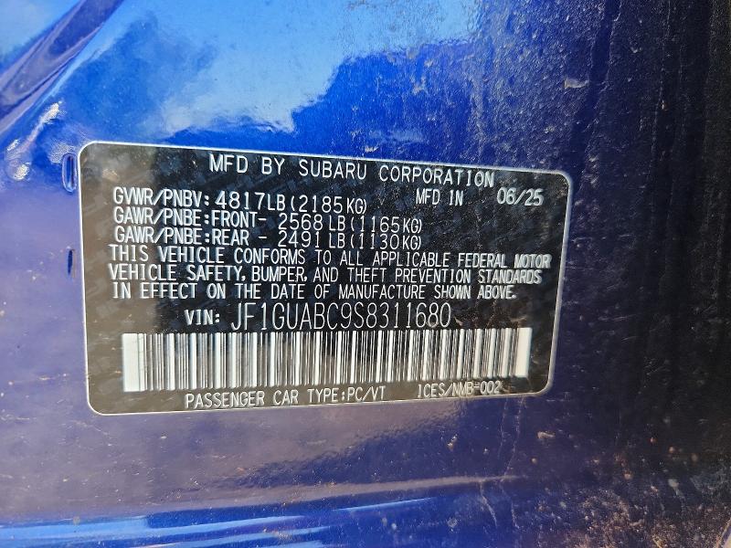 Продажа на аукционе авто 2025 Subaru Impreza, vin: JF1GUABC9S8311680, номер лота: 54269206