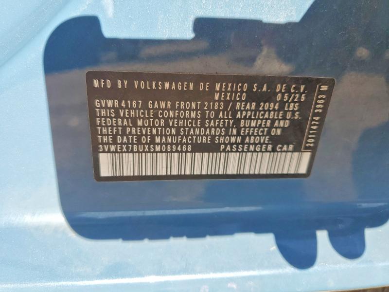2025 Volkswagen Jetta მანქანა იყიდება აუქციონზე, vin: 3VWEX7BUXSM089468, აუქციონის ნომერი: 54767236