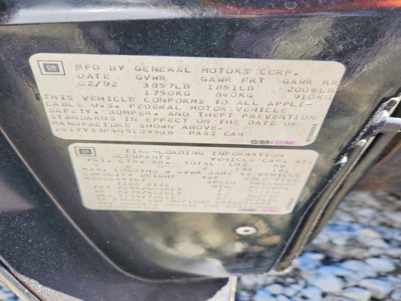 Продаж на аукціоні авто 1992 Chevrolet Corvette, vin: 1G1YY33P4N5109506, номер лоту: 55241686