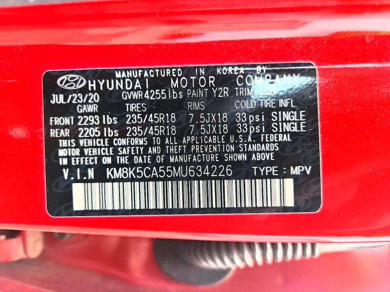 Продажа на аукционе авто 2021 Hyundai Kona, vin: KM8K5CA55MU634226, номер лота: 55100286