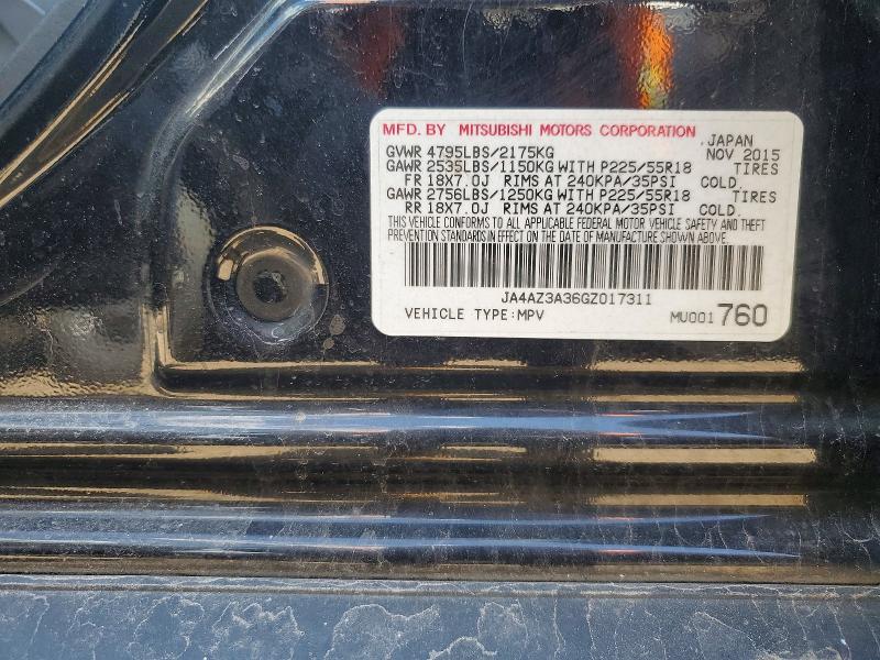 52838696 :رقم المزاد ، JA4AZ3A36GZ017311 vin ، 2016 Mitsubishi Outlander مزاد بيع