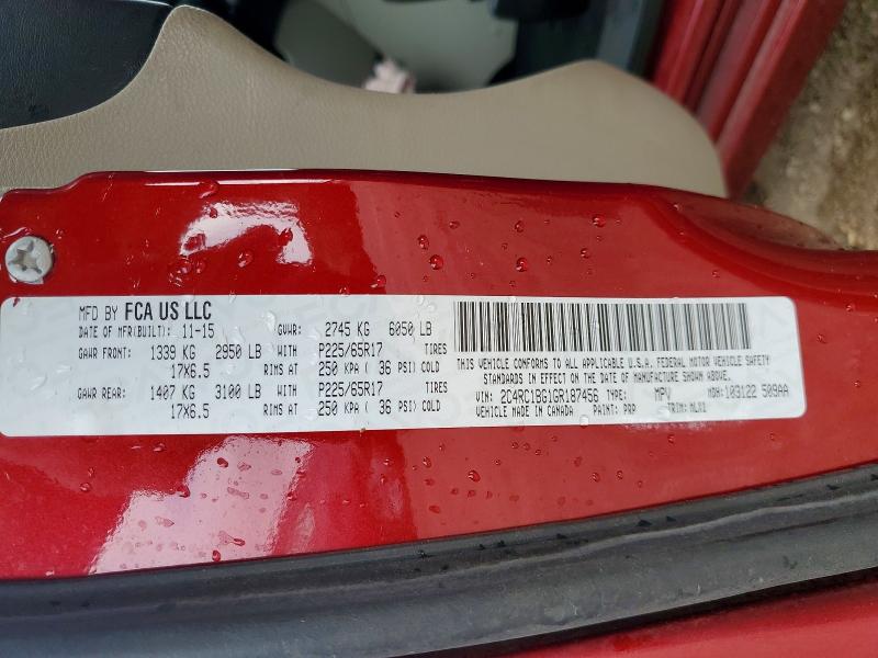 Продаж на аукціоні авто 2016 Chrysler Town & Country, vin: 2C4RC1BG1GR187456, номер лоту: 54073956