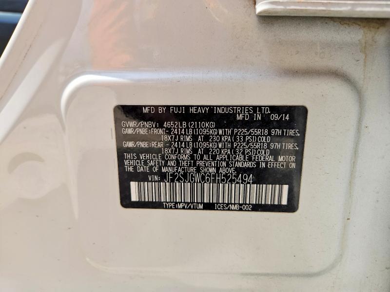 54724526 :رقم المزاد ، JF2SJGWC6FH525494 vin ، 2015 Subaru Forester مزاد بيع