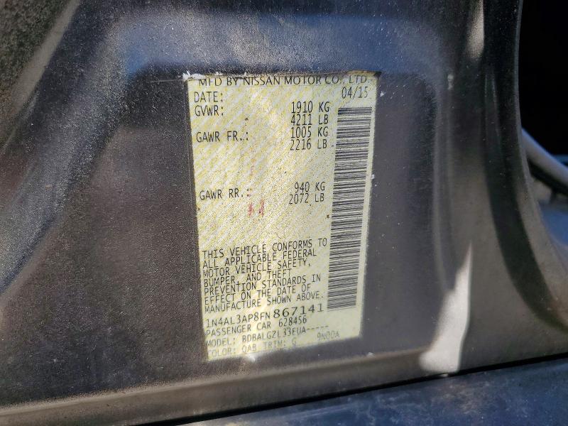2015 Nissan Altima მანქანა იყიდება აუქციონზე, vin: 1N4AL3AP8FN867141, აუქციონის ნომერი: 53763836