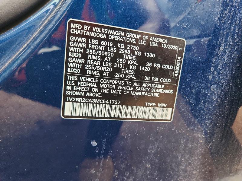 Aukcja sprzedaży 2021 Volkswagen Atlas, vin: 1V2RR2CA3MC541737, numer aukcji: 55242076