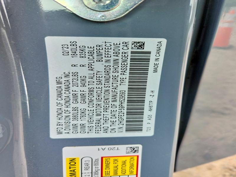 2023 Honda Civic მანქანა იყიდება აუქციონზე, vin: 2HGFE2F59PH529593, აუქციონის ნომერი: 54708476