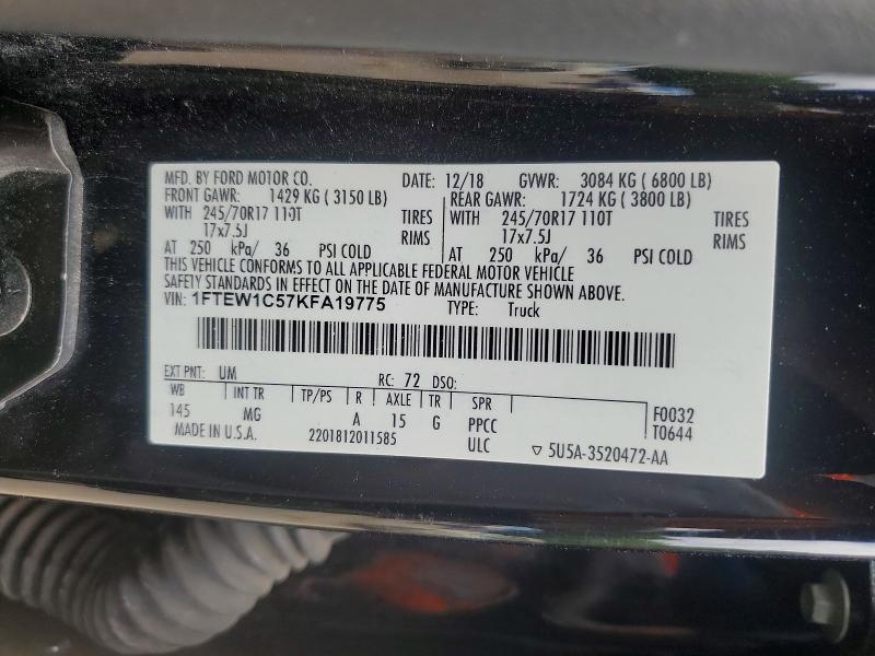 Aukcja sprzedaży 2019 Ford F150, vin: 1FTEW1C57KFA19775, numer aukcji: 54519686