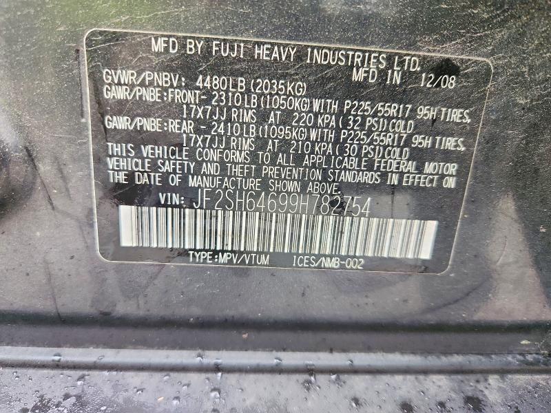 Продажа на аукционе авто 2009 Subaru Forester, vin: JF2SH64699H782754, номер лота: 52269626