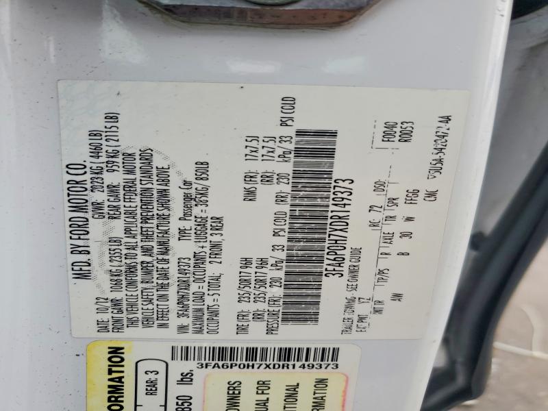 Auction sale of the 2013 Ford Fusion, vin: 3FA6P0H7XDR149373, lot number: 54701046