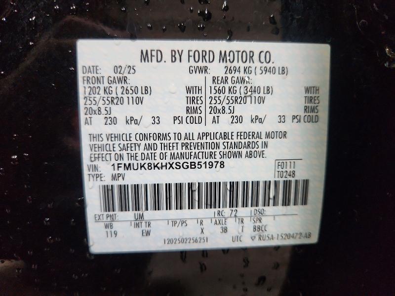 55524476 :رقم المزاد ، 1FMUK8KHXSGB51978 vin ، 2025 Ford Explorer مزاد بيع