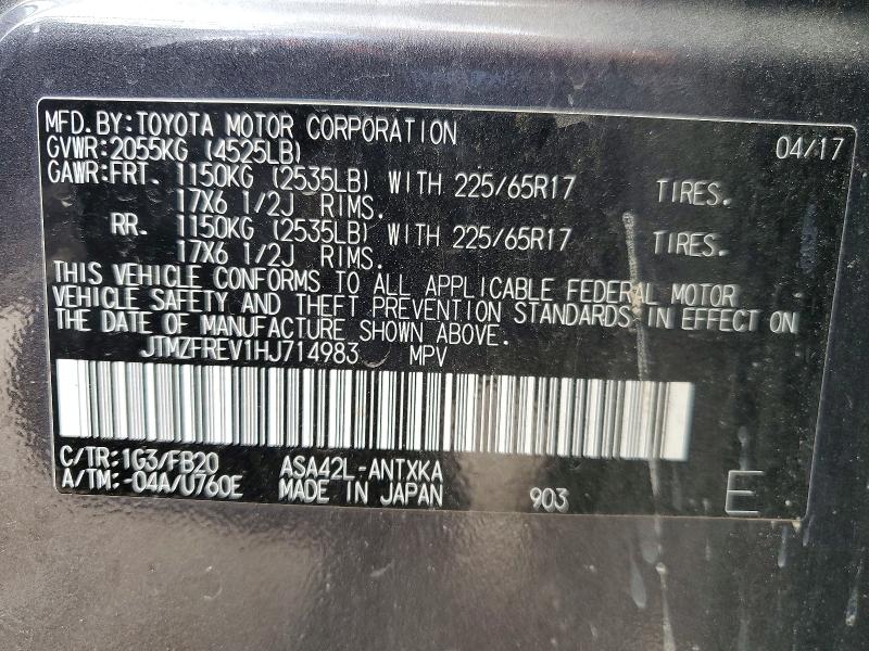 53732536 :رقم المزاد ، JTMZFREV1HJ714983 vin ، 2017 Toyota Rav4 مزاد بيع