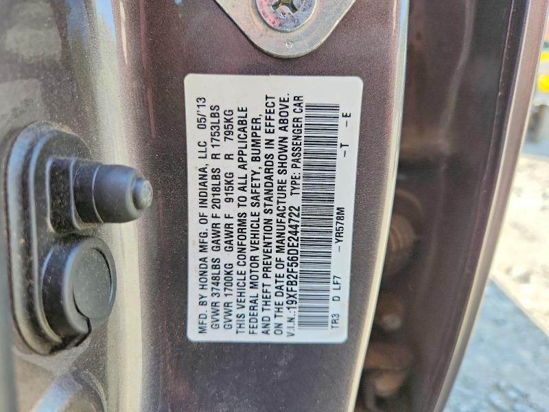 Aukcja sprzedaży 2013 Honda Civic, vin: 19XFB2F56DE244722, numer aukcji: 52605816