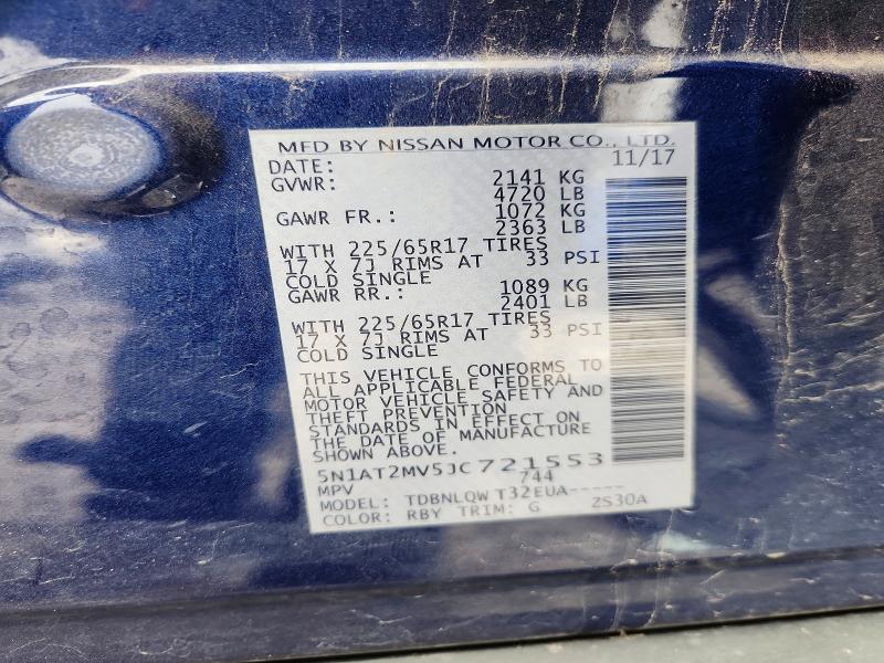 Продажа на аукционе авто 2018 Nissan Rogue, vin: 5N1AT2MV5JC721553, номер лота: 53853276