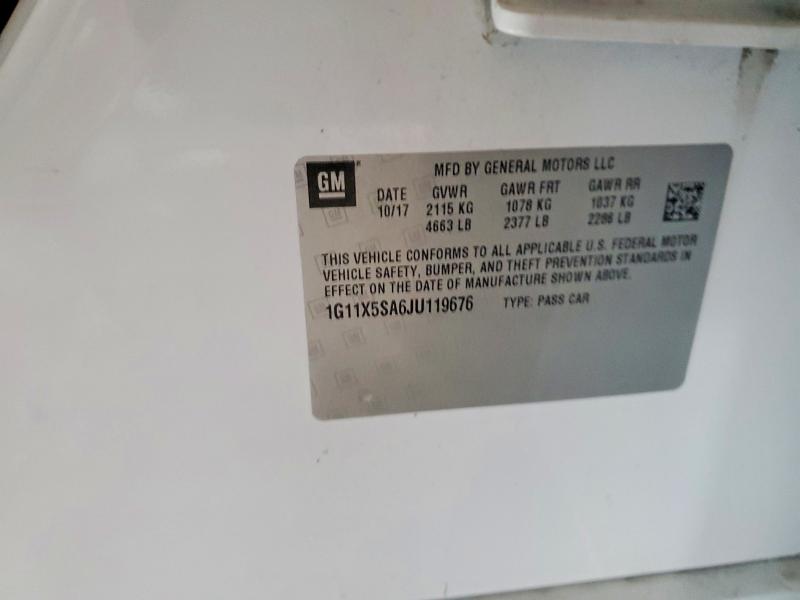 2018 Chevrolet Impala მანქანა იყიდება აუქციონზე, vin: 1G11X5SA6JU119676, აუქციონის ნომერი: 52192146