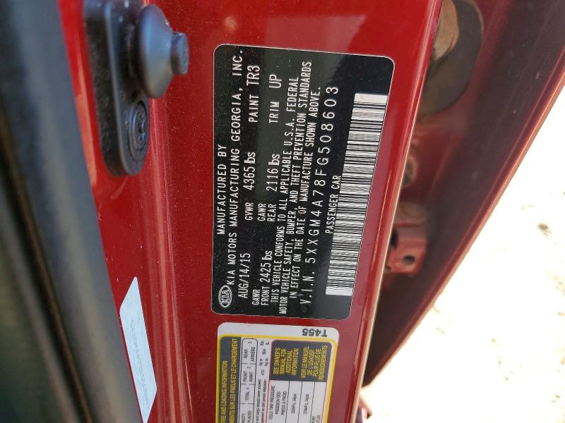 55223166 :رقم المزاد ، 5XXGM4A78FG508603 vin ، 2015 Kia Optima مزاد بيع