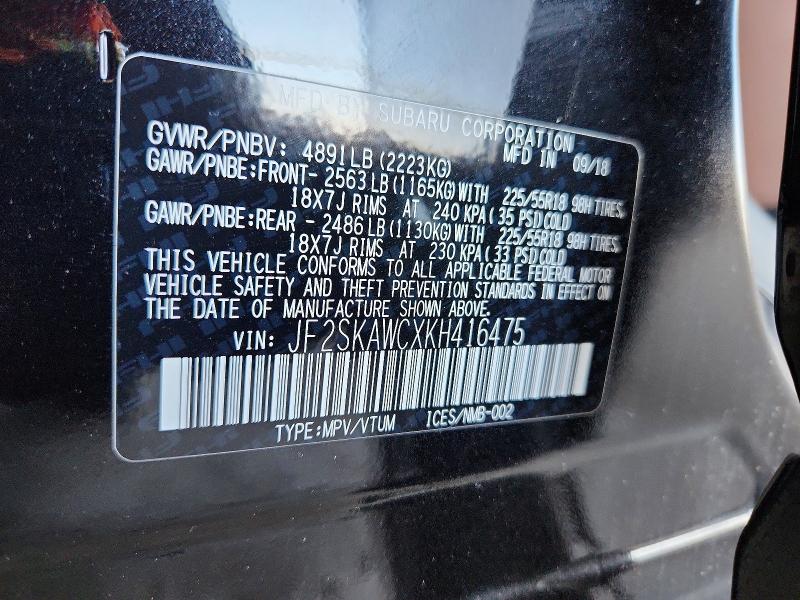 Продаж на аукціоні авто 2019 Subaru Forester, vin: JF2SKAWCXKH416475, номер лоту: 52336976