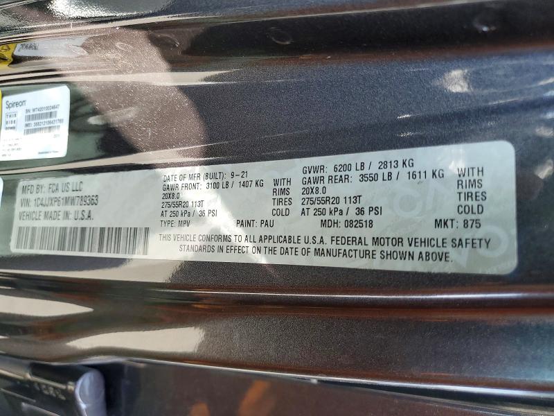 54731446 :رقم المزاد ، 1C4JJXP61MW789363 vin ، 2021 Jeep Wrangler Unlimited مزاد بيع