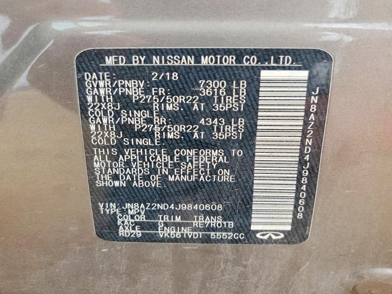 Продаж на аукціоні авто 2018 Infiniti Qx80, vin: JN8AZ2ND4J9840608, номер лоту: 54471946