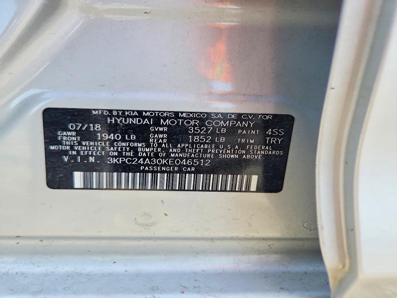 Продаж на аукціоні авто 2019 Hyundai Accent, vin: 3KPC24A30KE046512, номер лоту: 52815006