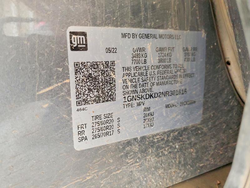 Продажа на аукционе авто 2022 Chevrolet Suburban, vin: 1GNSKDKD2NR301616, номер лота: 55389396