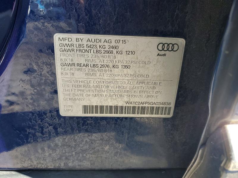 Aukcja sprzedaży 2016 Audi Q5, vin: WA1C2AFP5GA034838, numer aukcji: 55018946