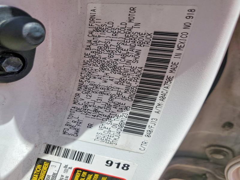 55478806 :رقم المزاد ، 3TMJU4GN0BM123105 vin ، 2011 Toyota Tacoma مزاد بيع