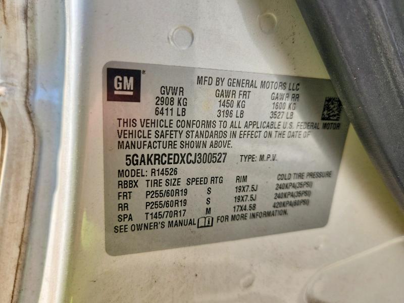 2012 Buick Enclave მანქანა იყიდება აუქციონზე, vin: 5GAKRCEDXCJ300527, აუქციონის ნომერი: 54222986