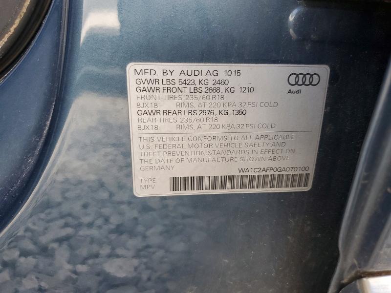 Aukcja sprzedaży 2016 Audi Q5, vin: WA1C2AFP0GA070100, numer aukcji: 53809286