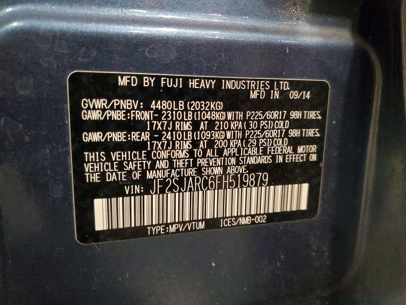 Aukcja sprzedaży 2015 Subaru Forester, vin: JF2SJARC6FH519879, numer aukcji: 53713096