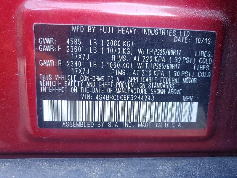Aukcja sprzedaży 2014 Subaru Outback, vin: 4S4BRCLC6E3244243, numer aukcji: 54219396
