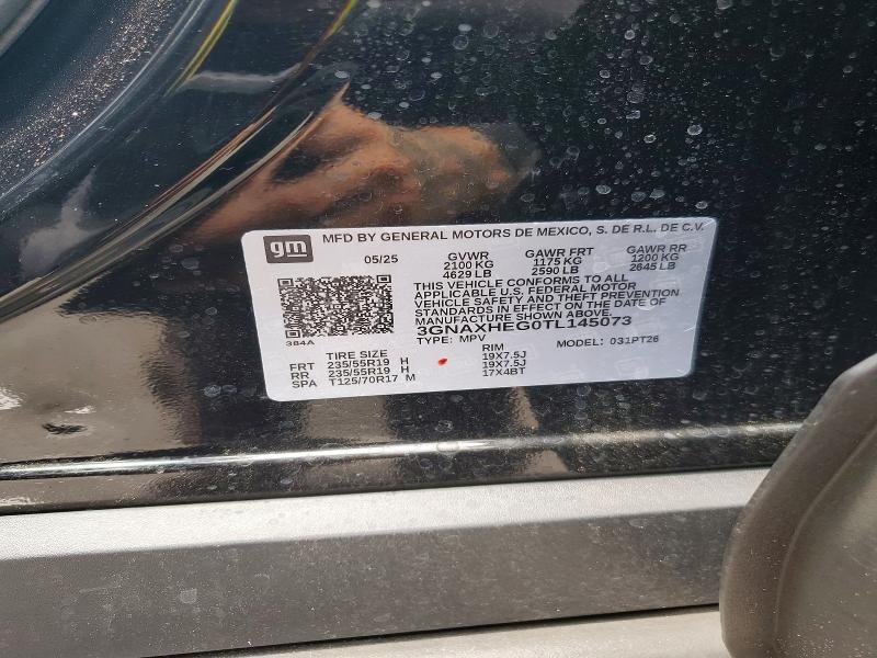 2026 Chevrolet Equinox მანქანა იყიდება აუქციონზე, vin: 3GNAXHEG0TL145073, აუქციონის ნომერი: 53461916