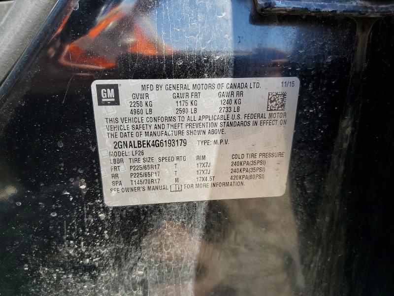 Продаж на аукціоні авто 2016 Chevrolet Equinox, vin: 2GNALBEK4G6193179, номер лоту: 52168166