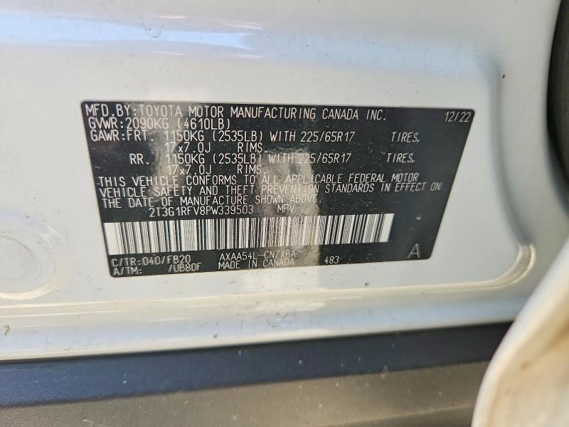 2023 Toyota Rav4 მანქანა იყიდება აუქციონზე, vin: 2T3G1RFV8PW339503, აუქციონის ნომერი: 54431726