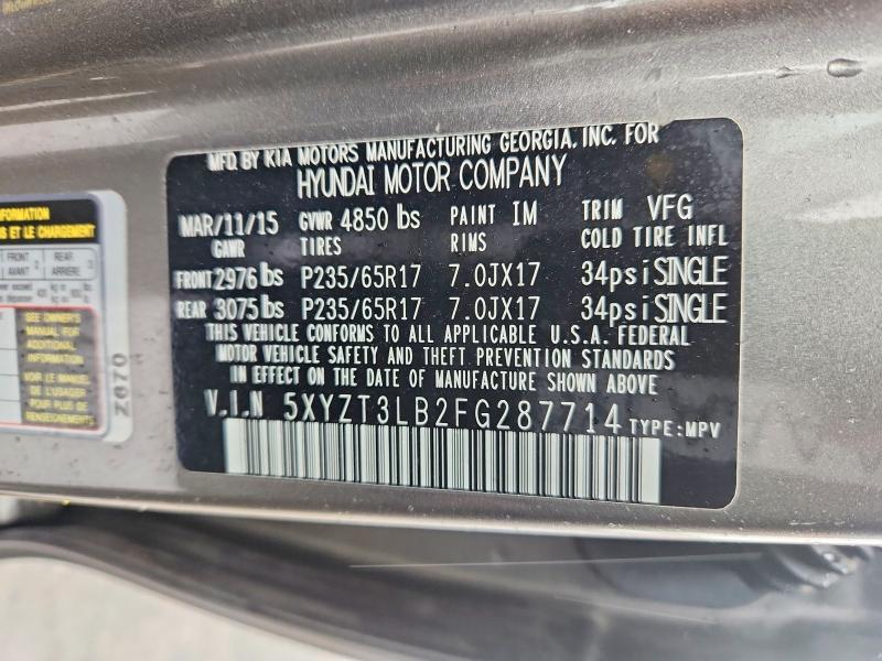 2015 Hyundai Santa Fe Sport მანქანა იყიდება აუქციონზე, vin: 5XYZT3LB2FG287714, აუქციონის ნომერი: 52177916