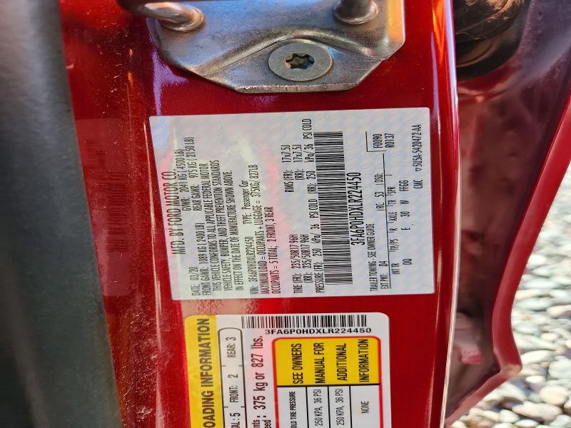 2020 Ford Fusion მანქანა იყიდება აუქციონზე, vin: 3FA6P0HDXLR224450, აუქციონის ნომერი: 53532836