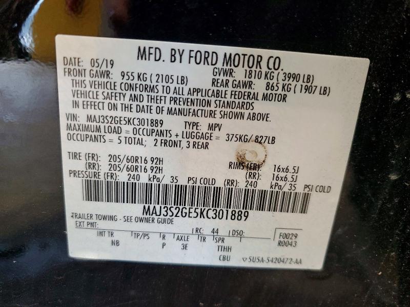 Продаж на аукціоні авто 2019 Ford Ecosport, vin: MAJ3S2GE5KC301889, номер лоту: 53916156