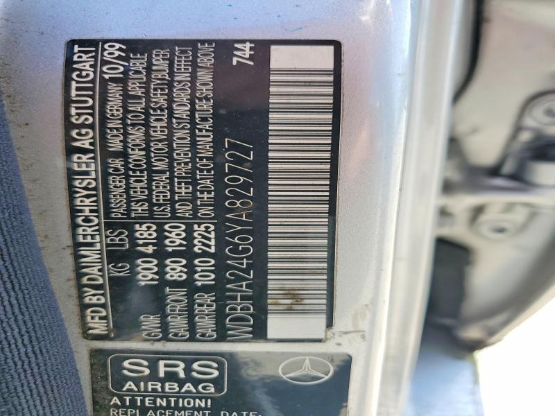 Продаж на аукціоні авто 2000 Mercedes-benz C, vin: WDBHA24G6YA829727, номер лоту: 52506066