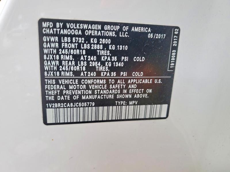 Продаж на аукціоні авто 2018 Volkswagen Atlas, vin: 1V2BR2CA8JC505779, номер лоту: 53151426