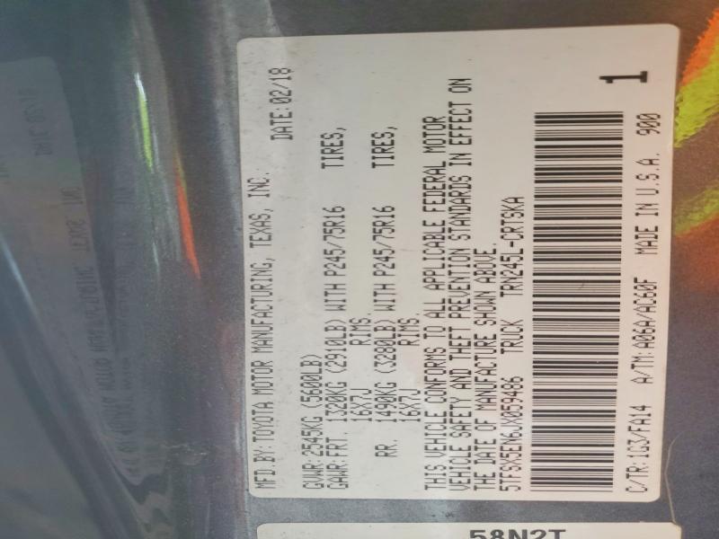 Aukcja sprzedaży 2018 Toyota Tacoma, vin: 5TFSX5EN6JX059486, numer aukcji: 54699406