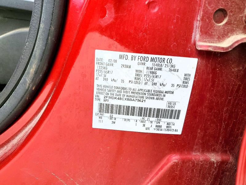 Продаж на аукціоні авто 2008 Ford Edge, vin: 2FMDK48CX8BA75621, номер лоту: 54258186