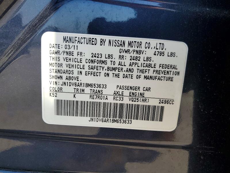Aukcja sprzedaży 2011 Infiniti G25 Sedan, vin: JN1DV6AR1BM653633, numer aukcji: 53341626