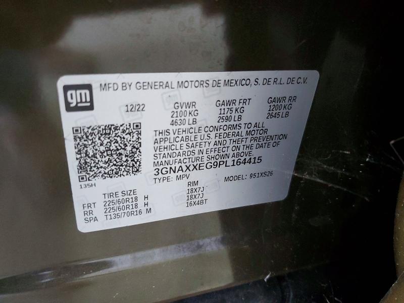 52734206 :رقم المزاد ، 3GNAXXEG9PL164415 vin ، 2023 Chevrolet Equinox مزاد بيع