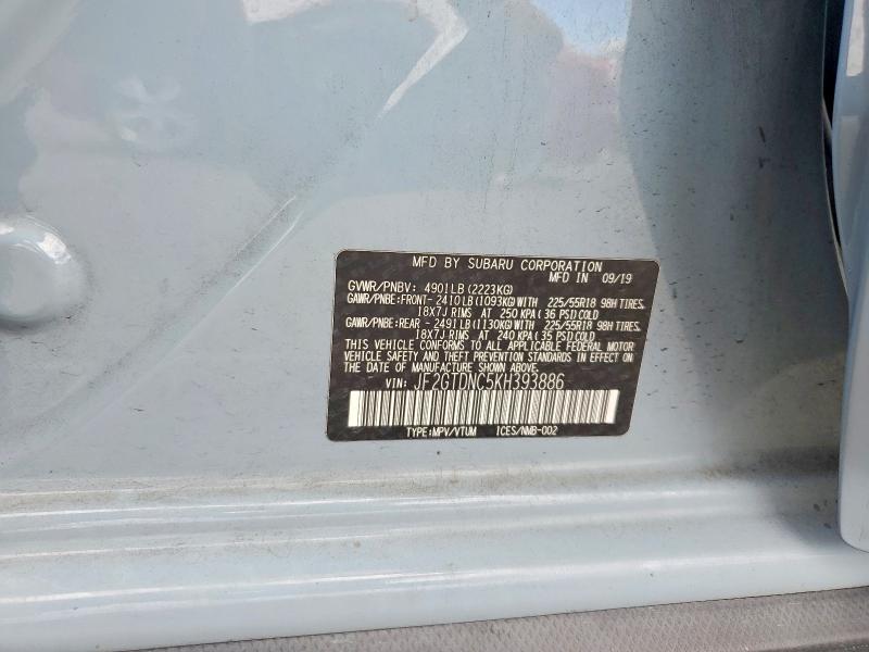 Aukcja sprzedaży 2019 Subaru Crosstrek, vin: JF2GTDNC5KH393886, numer aukcji: 55038966