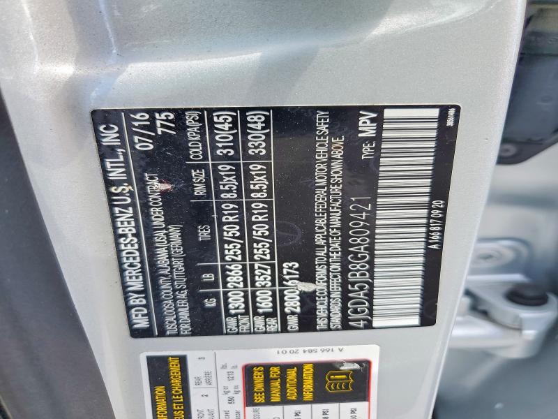 53924796 :رقم المزاد ، 4JGDA5JB8GA809421 vin ، 2016 Mercedes-benz Gle مزاد بيع