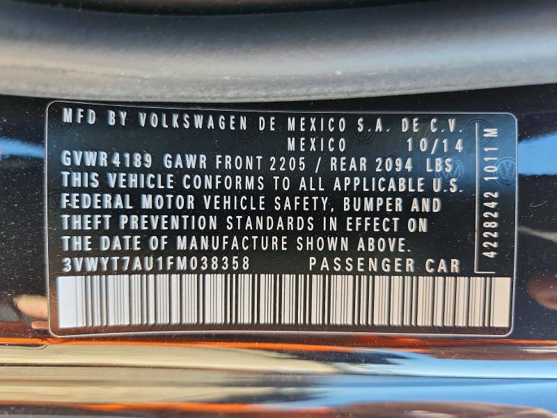 Продажа на аукционе авто 2015 Volkswagen Gti, vin: 3VWYT7AU1FM038358, номер лота: 53919156