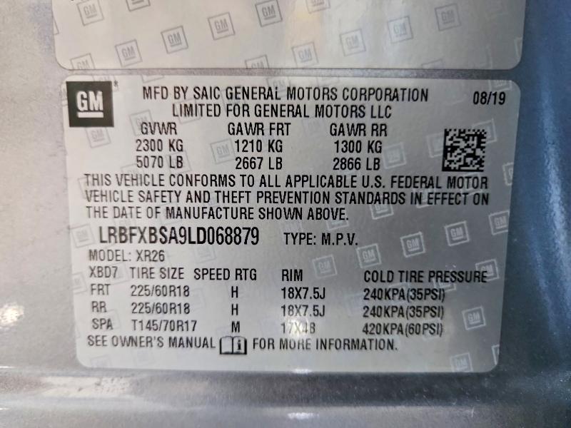 Продажа на аукционе авто 2020 Buick Envision, vin: LRBFXBSA9LD068879, номер лота: 52726606